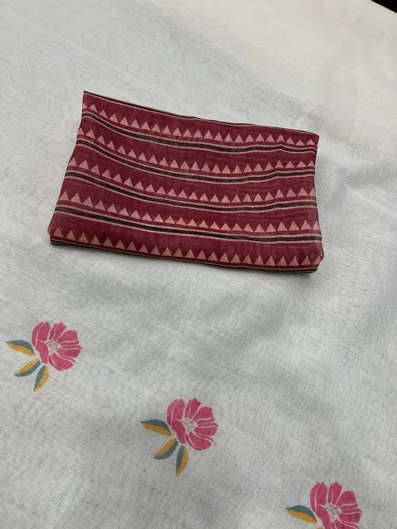 MG 271 Plain Linen Digital Printed Designer Saree Suppliers In India